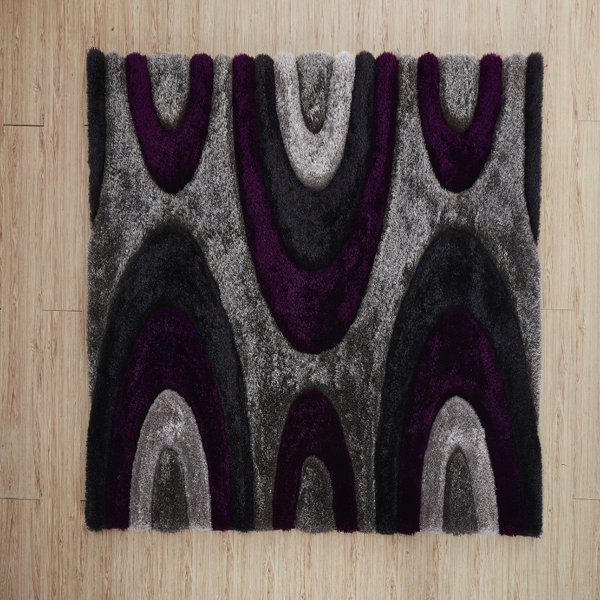 Orren Ellis Thionville Shag Purple/Gray Area Rug & Reviews Wayfair